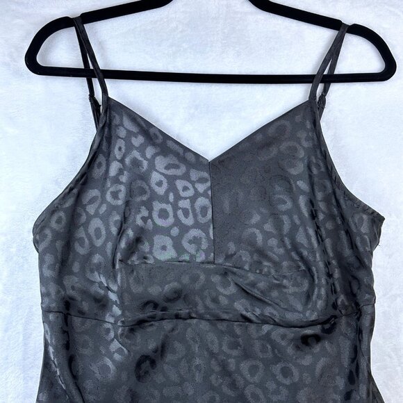 Wanderlux Black Leopard Satin Slip Dress Sz L Coquette Elevated Whimsy Witchy - Picture 2 of 12